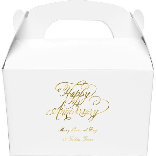 Elegant Happy Anniversary Gable Favor Boxes
